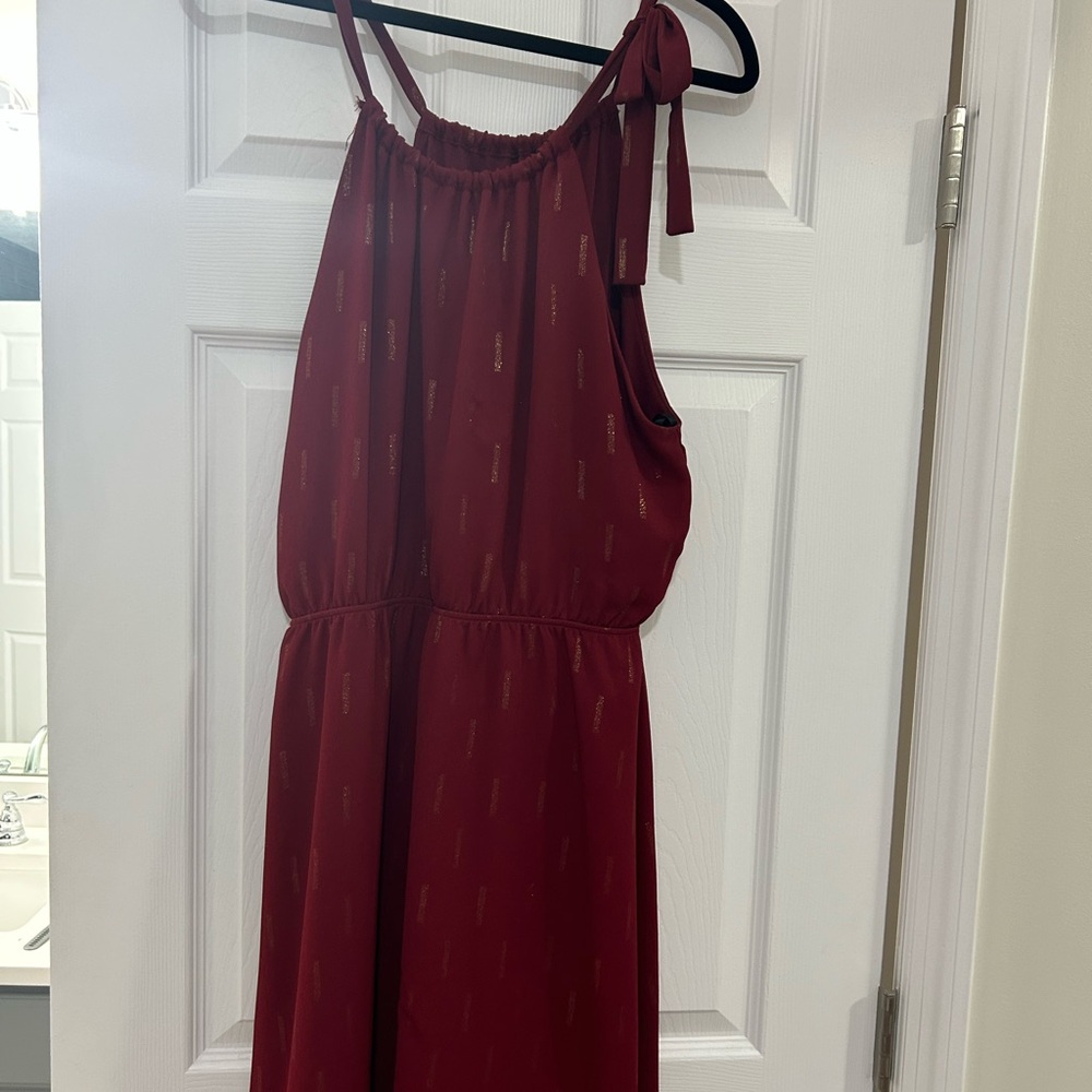 Papermoon Burgundy Maxi Dress with Metallic Accents